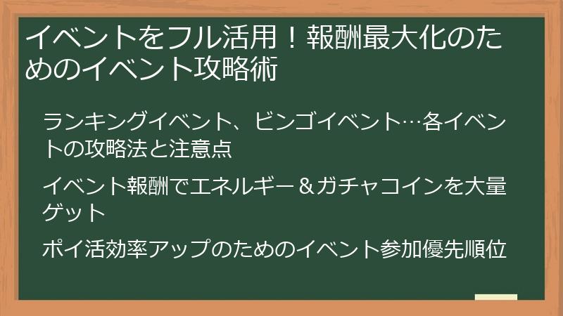 イベントをフル活用！報酬最大化のためのイベント攻略術