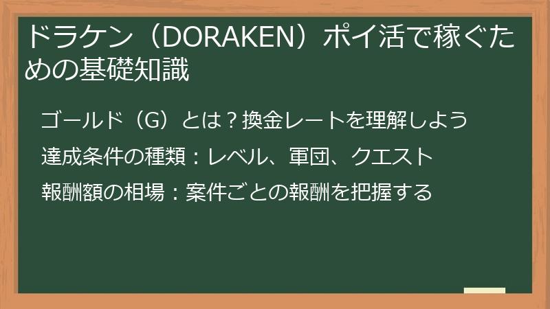 ドラケン（DORAKEN）ポイ活で稼ぐための基礎知識
