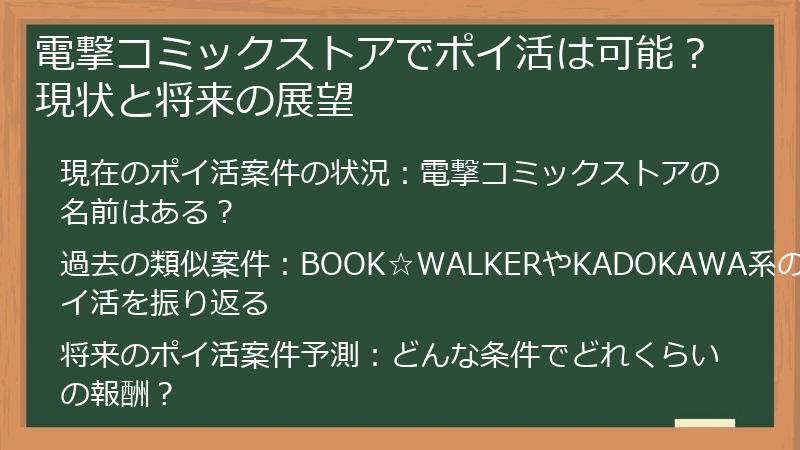 電撃コミックストアでポイ活は可能？現状と将来の展望
