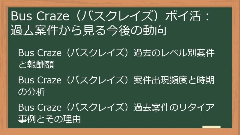 Bus Craze（バスクレイズ）ポイ活：過去案件から見る今後の動向