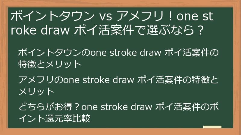 ポイントタウン vs アメフリ!one stroke draw ポイ活案件で選ぶなら?
