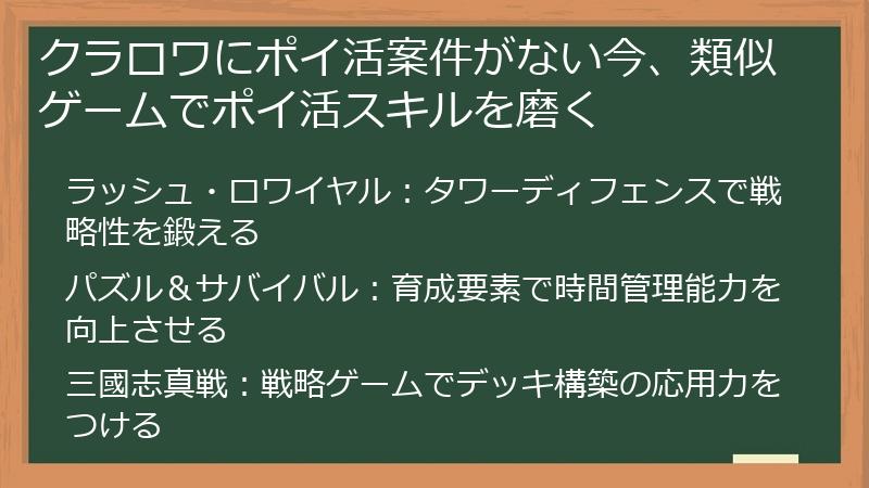 クラロワにポイ活案件がない今、類似ゲームでポイ活スキルを磨く