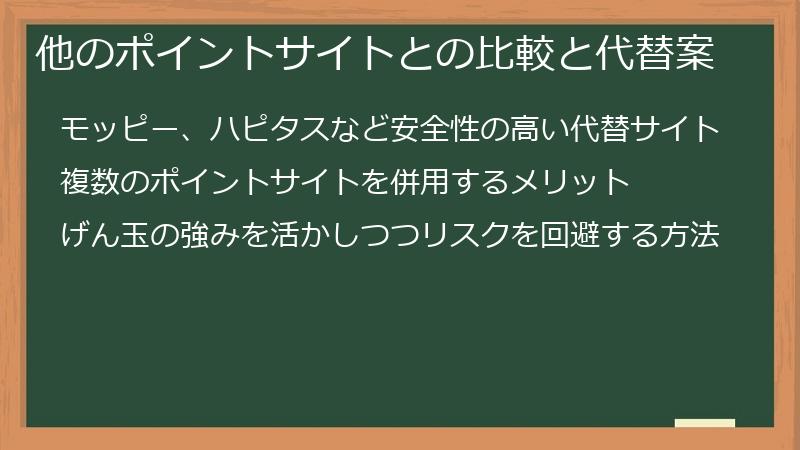 他のポイントサイトとの比較と代替案