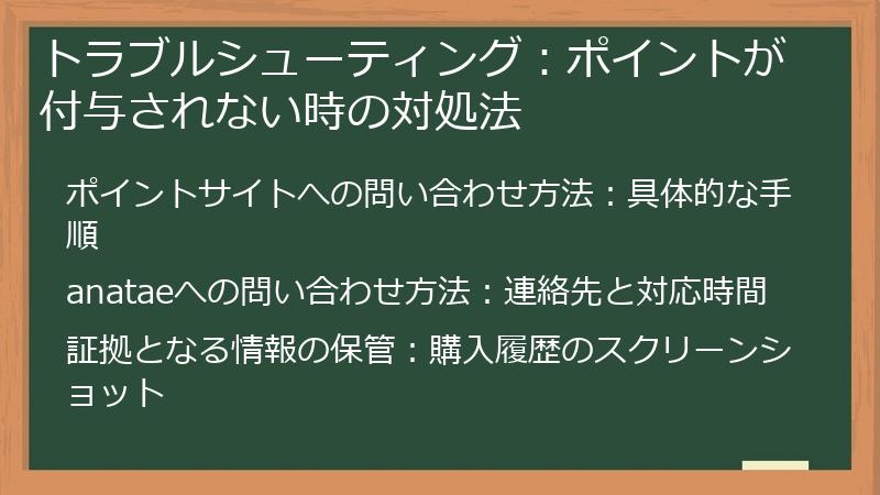 トラブルシューティング:ポイントが付与されない時の対処法