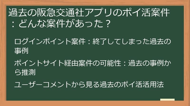 過去の阪急交通社アプリのポイ活案件：どんな案件があった？