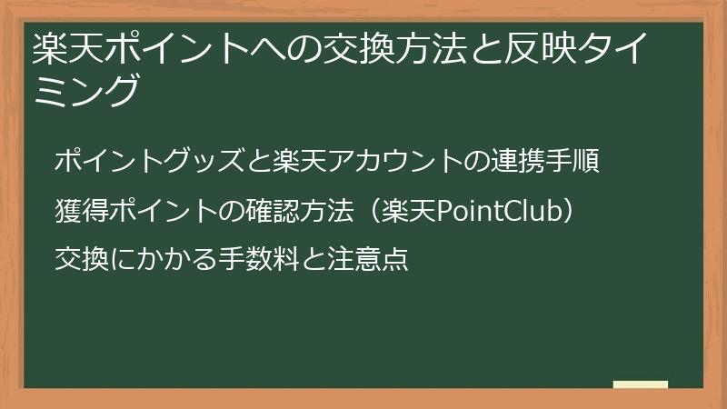楽天ポイントへの交換方法と反映タイミング