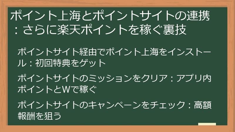 ポイント上海とポイントサイトの連携：さらに楽天ポイントを稼ぐ裏技