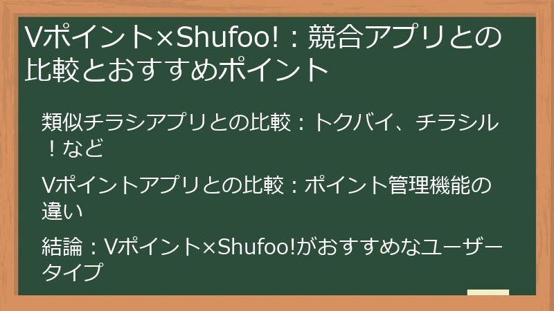 Vポイント×Shufoo!:競合アプリとの比較とおすすめポイント