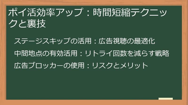 ポイ活効率アップ：時間短縮テクニックと裏技
