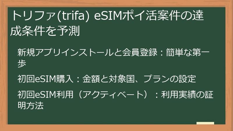 トリファ(trifa) eSIMポイ活案件の達成条件を予測