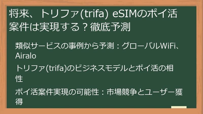 将来、トリファ(trifa) eSIMのポイ活案件は実現する？徹底予測
