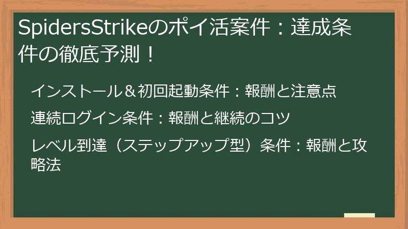 SpidersStrikeのポイ活案件：達成条件の徹底予測！