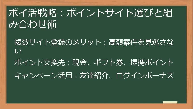 ポイ活戦略:ポイントサイト選びと組み合わせ術