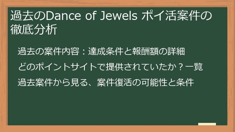 過去のDance of Jewels ポイ活案件の徹底分析