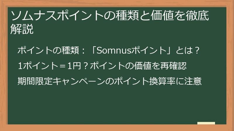 ソムナスポイントの種類と価値を徹底解説