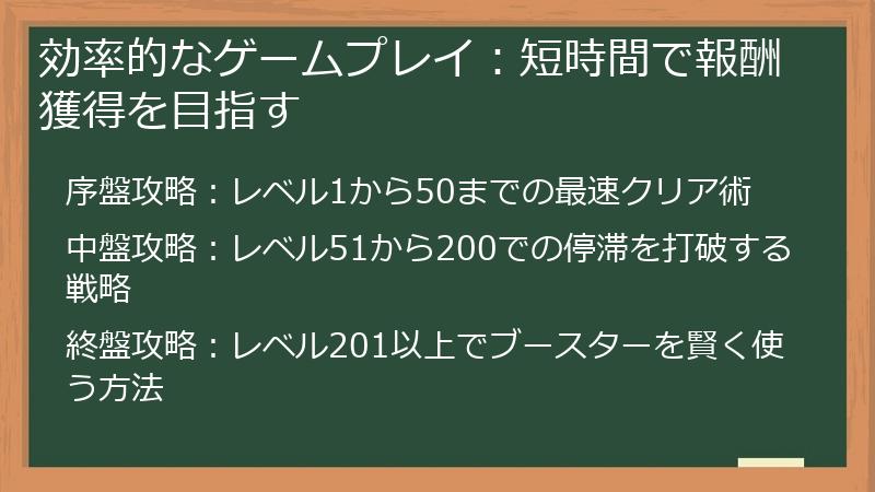 効率的なゲームプレイ：短時間で報酬獲得を目指す