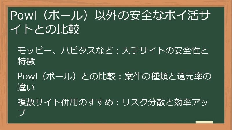 Powl（ポール）以外の安全なポイ活サイトとの比較