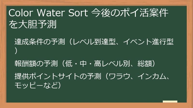 Color Water Sort 今後のポイ活案件を大胆予測