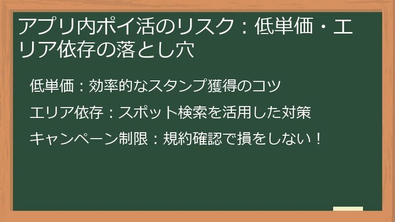 アプリ内ポイ活のリスク：低単価・エリア依存の落とし穴