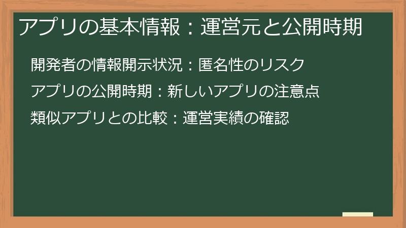 アプリの基本情報：運営元と公開時期
