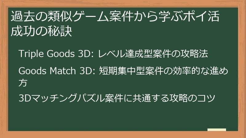 過去の類似ゲーム案件から学ぶポイ活成功の秘訣