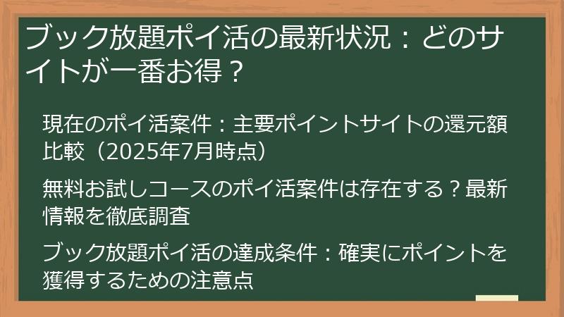 ブック放題ポイ活の最新状況：どのサイトが一番お得？