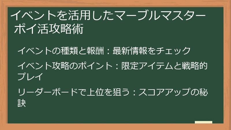 イベントを活用したマーブルマスター ポイ活攻略術