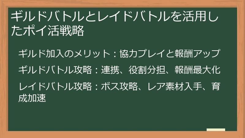 ギルドバトルとレイドバトルを活用したポイ活戦略