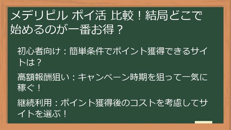 メデリピル ポイ活 比較!結局どこで始めるのが一番お得?