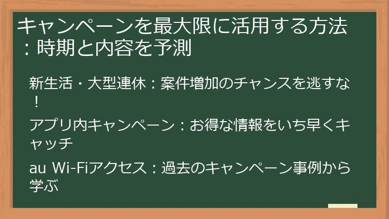 キャンペーンを最大限に活用する方法：時期と内容を予測