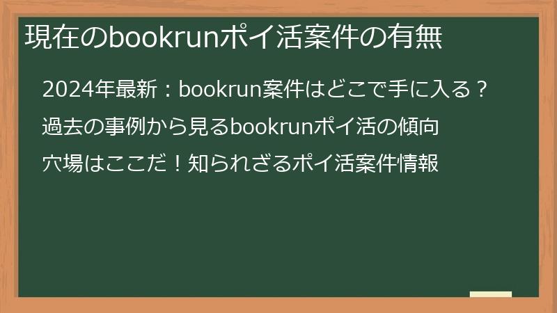 現在のbookrunポイ活案件の有無
