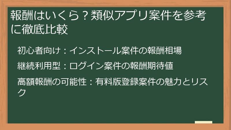 報酬はいくら？類似アプリ案件を参考に徹底比較