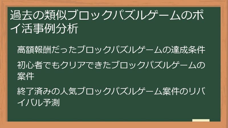 過去の類似ブロックパズルゲームのポイ活事例分析