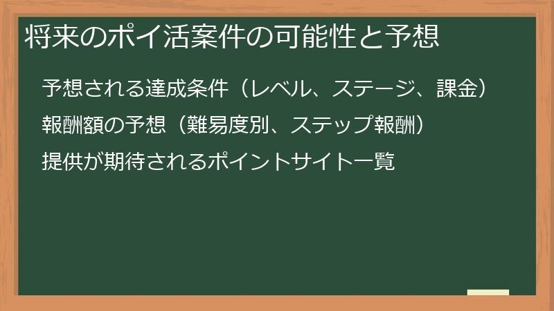 将来のポイ活案件の可能性と予想
