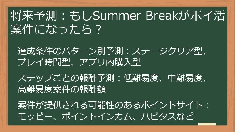 将来予測：もしSummer Breakがポイ活案件になったら？