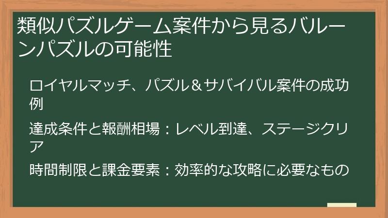 類似パズルゲーム案件から見るバルーンパズルの可能性