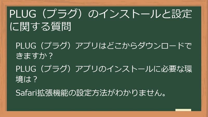 PLUG(プラグ)のインストールと設定に関する質問