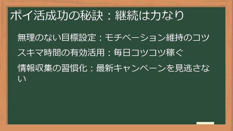 ポイ活成功の秘訣：継続は力なり