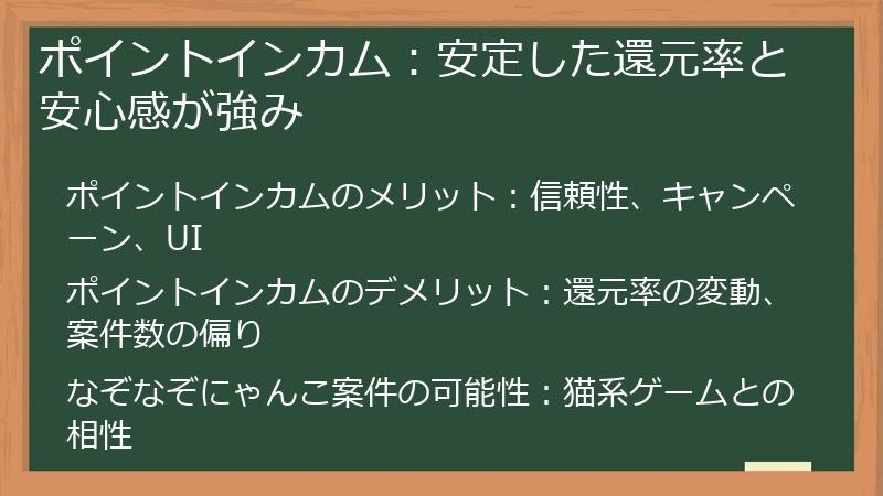 ポイントインカム：安定した還元率と安心感が強み