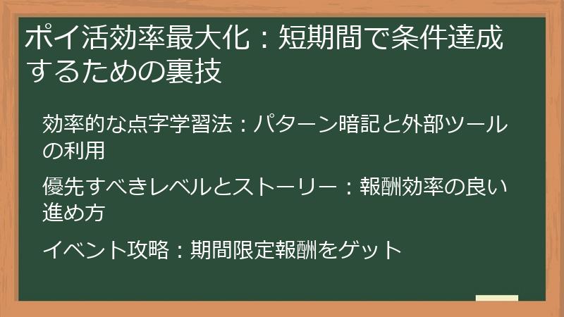 ポイ活効率最大化：短期間で条件達成するための裏技