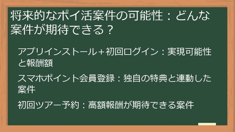 将来的なポイ活案件の可能性：どんな案件が期待できる？