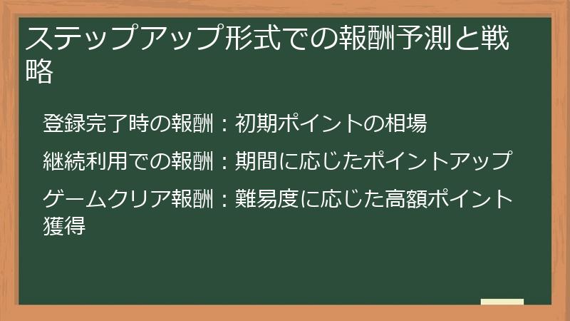 ステップアップ形式での報酬予測と戦略