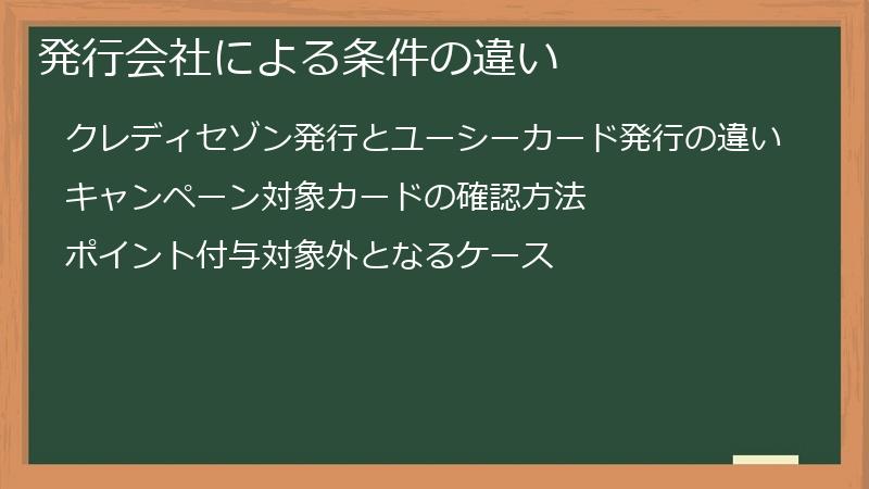 発行会社による条件の違い