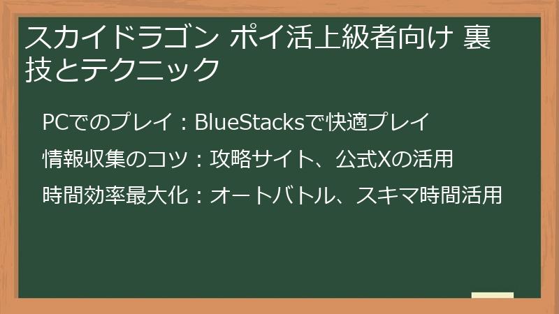 スカイドラゴン ポイ活上級者向け 裏技とテクニック