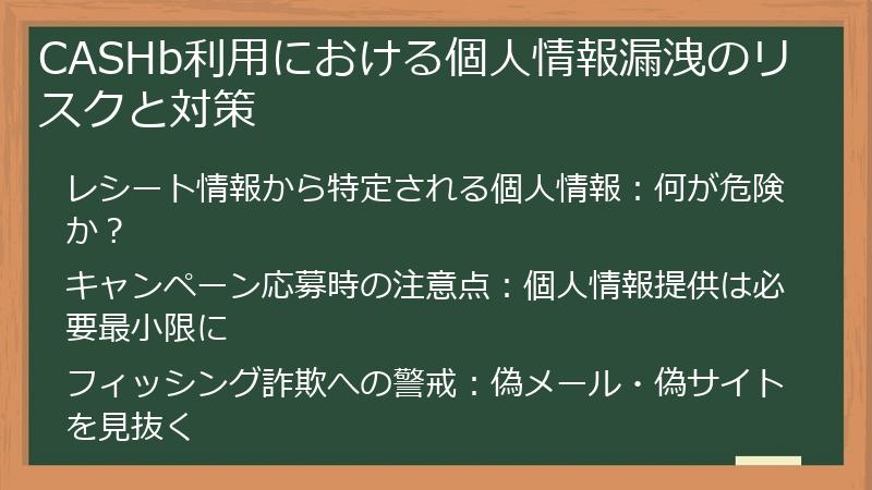 CASHb利用における個人情報漏洩のリスクと対策