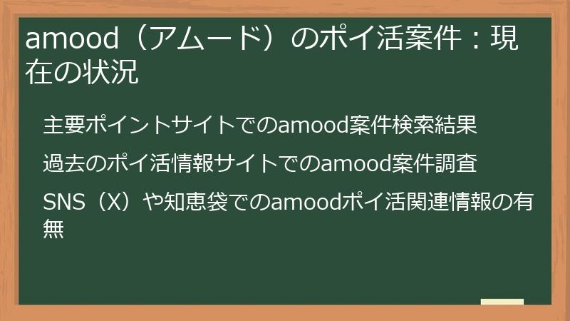 amood（アムード）のポイ活案件：現在の状況