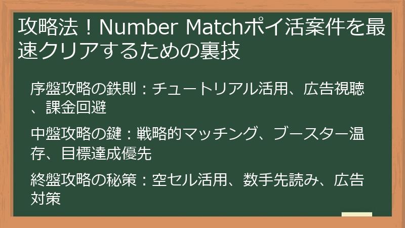 攻略法！Number Matchポイ活案件を最速クリアするための裏技