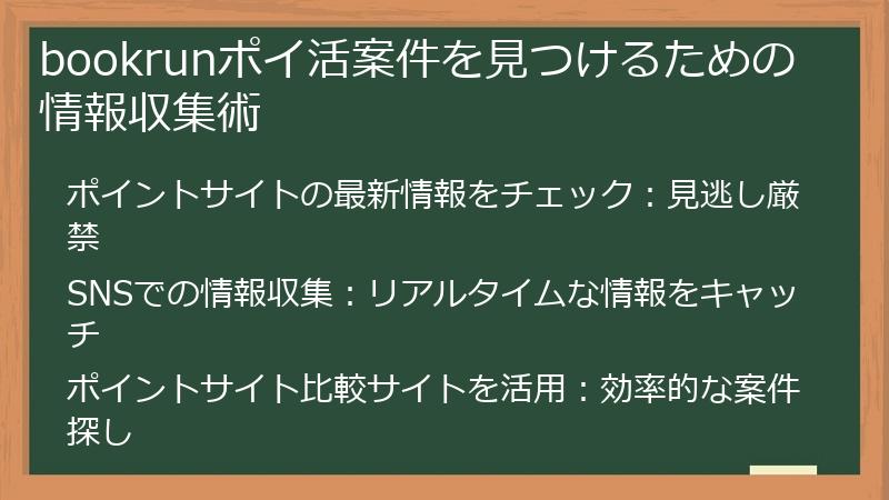 bookrunポイ活案件を見つけるための情報収集術