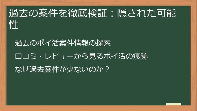 過去の案件を徹底検証：隠された可能性