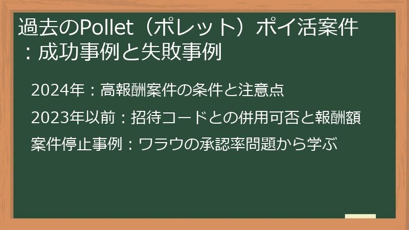 過去のPollet（ポレット）ポイ活案件：成功事例と失敗事例